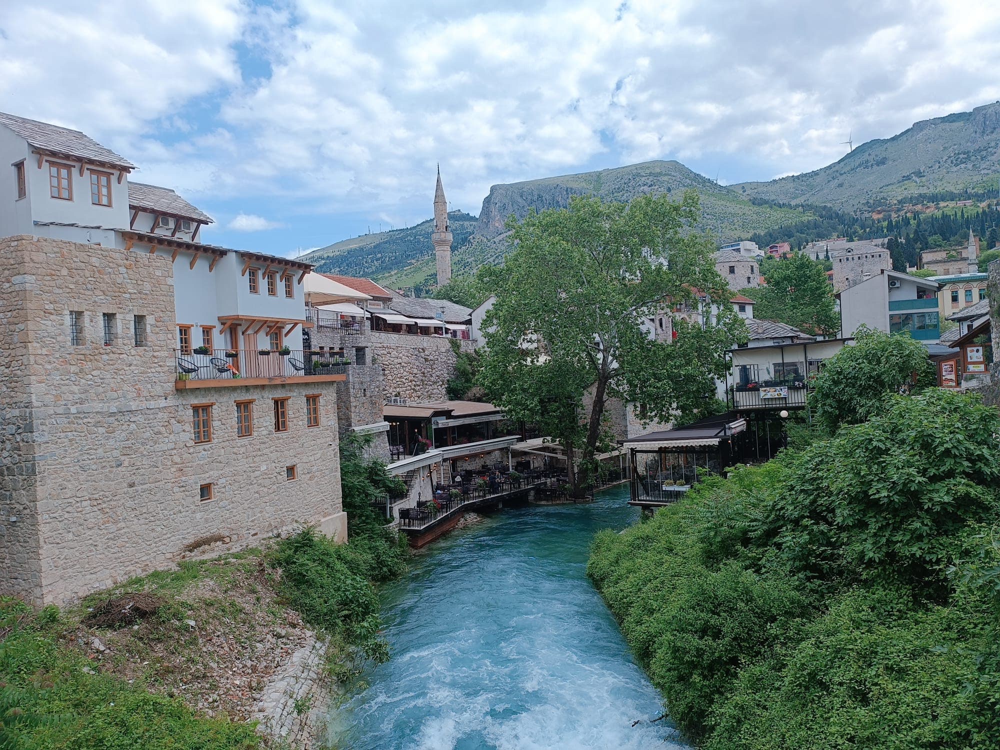 Mostar old town beside the Neretva River